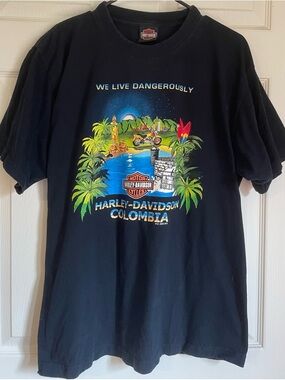 Size Large Harley-Davidson Black Tee-Bogota, Columbia -2005